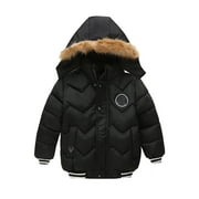 Kids Zipper Coat Windproof Toddler Winter Baby Girls Boys Jacket Button Hooded Boys Coat\u0026jacket For 18-24 Months